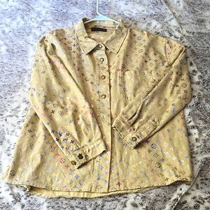 Mens Louis Vuitton irredescent gradient lv logo button up sz L